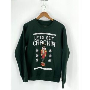 NWT Samegang Small Lets‎ Get Crackin Christmas Sweatshirt Green